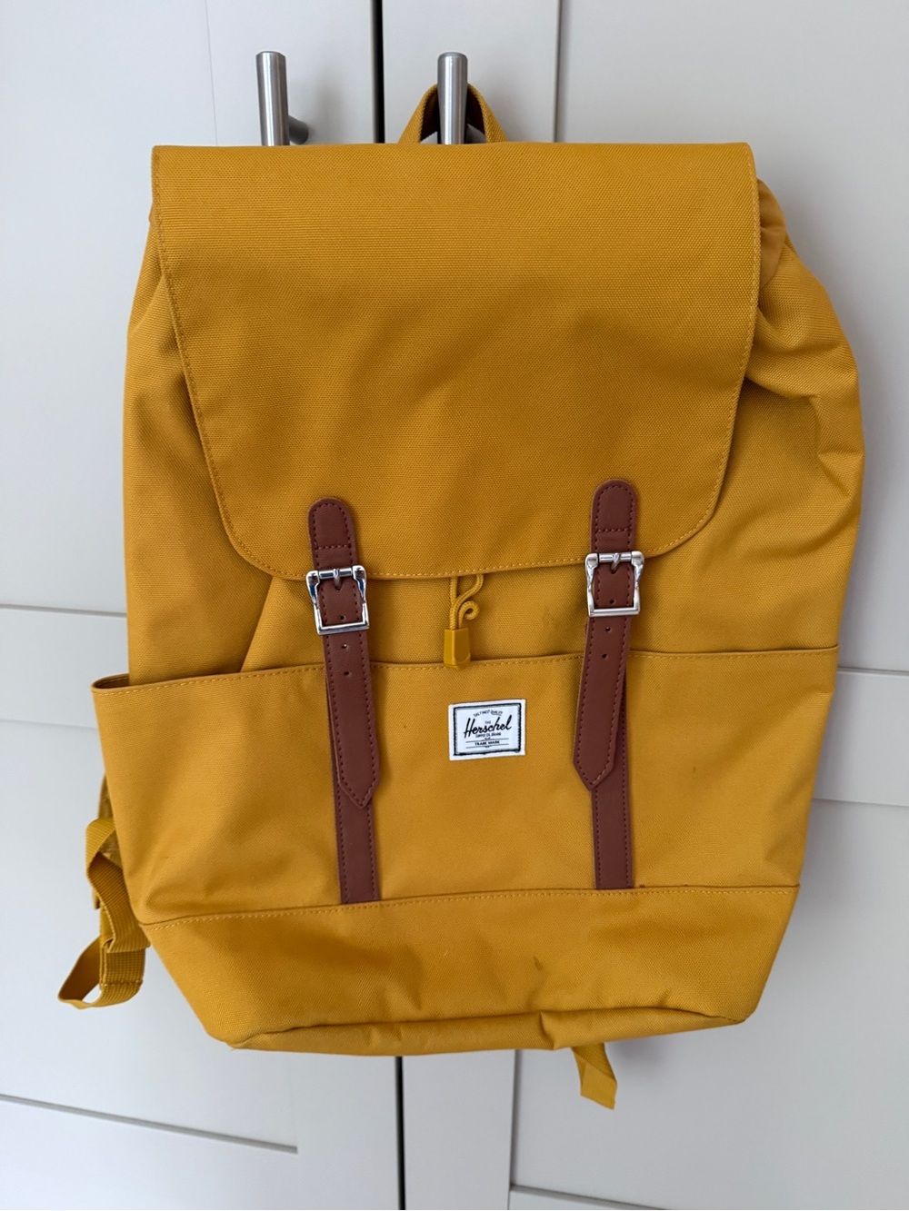 Herschel Supply Company Backpack in Mustard Yellow with Brown Straps